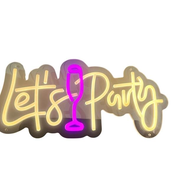 Let’s Party Neon Sign with On/Off Button and Brighten and Dim Settings - Picture 6 of 7